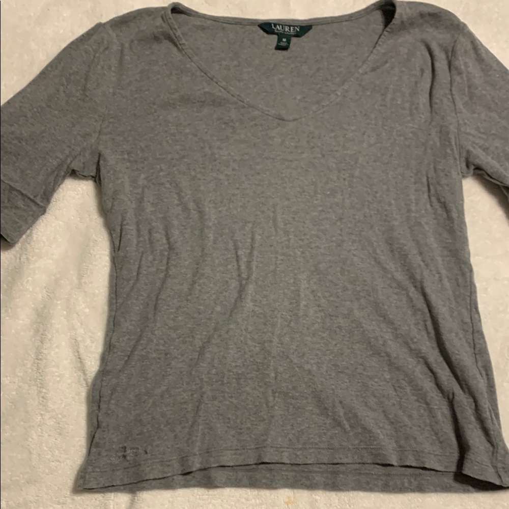 Ralph Lauren Gray Fitted 3/4 Sleeve T-Shirt
